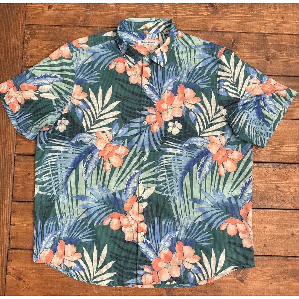 Tommy Bahama Shirt Men's XL Coast Jungle Royale Camp Shirt Cadmium Green Size